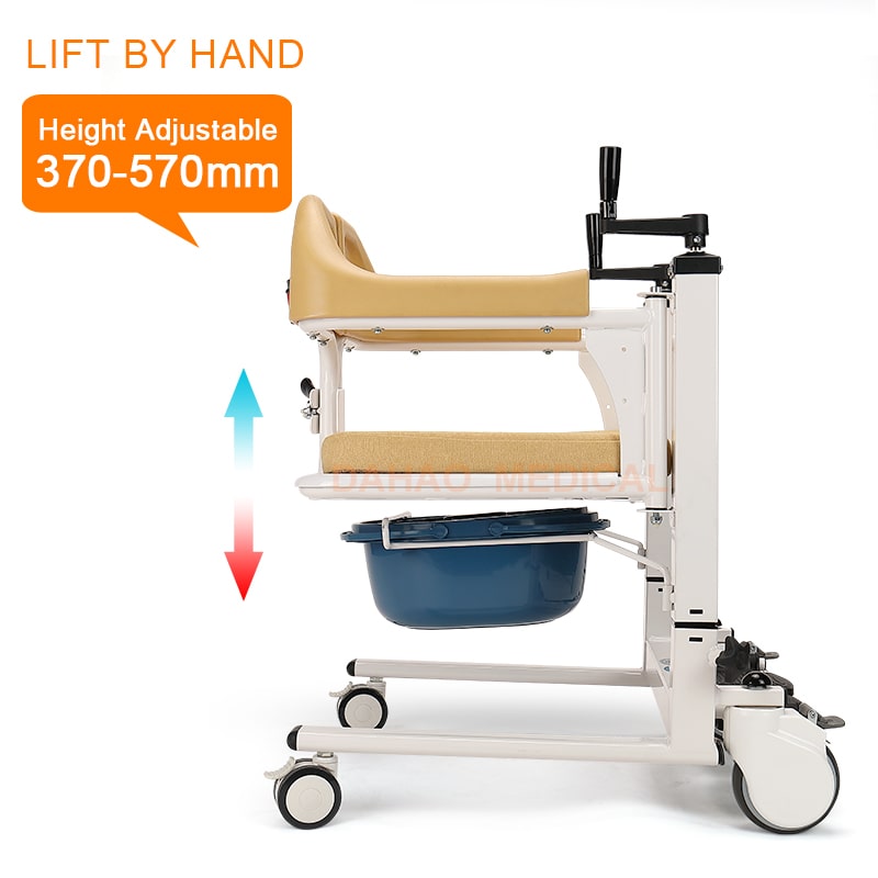Multi-Functional Manual Commode Lift Transfer Chair